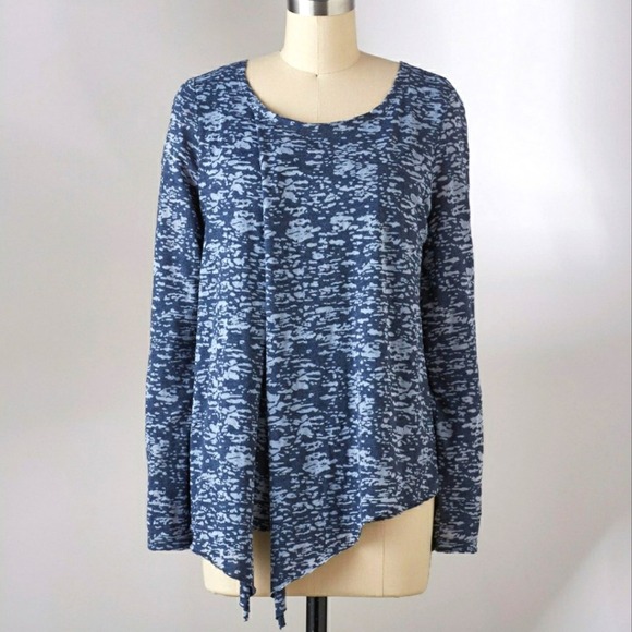 Sundance Burnout Layered Top Whitney Pullover Blue Sz Large Long Sleeve Shirt - Picture 2 of 16